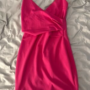 Lulu's Pink Sheath Cocktail Dress V-Neck Sleeveless
